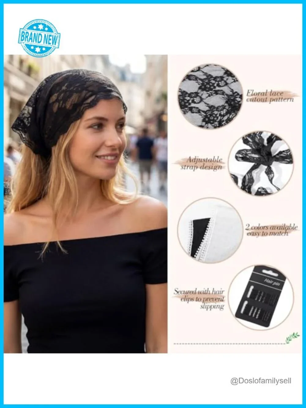 4 Pack Lace Bandanas Head Scarf Women Wedding Bridal Tulle Bobby Pin